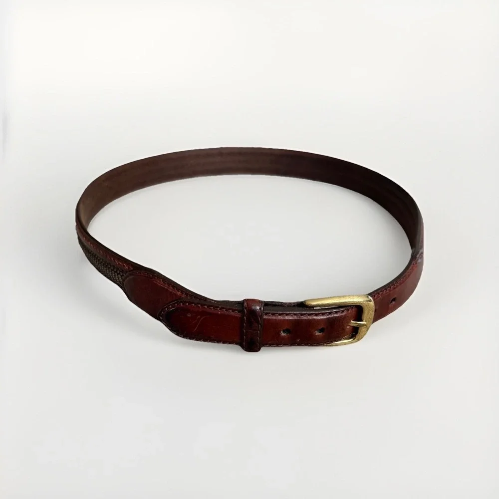 Brighton‎ Woven Braided Leather Belt Brown 38 Equestrian Brass Buckle